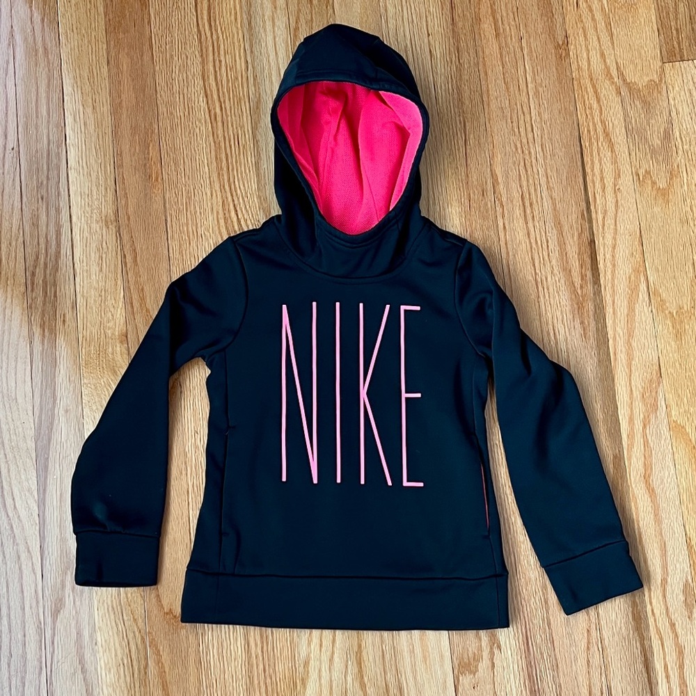 Nike Black Hoodie with Pink Logo kids size XS